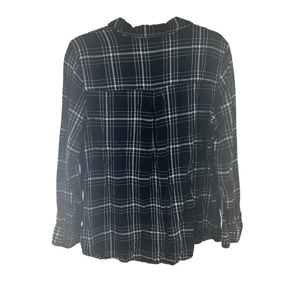 Isabel Maternity Black White Plaid Button-Up Long Sleeve Top Women’s Large - Picture 6 of 7